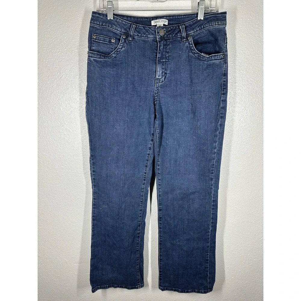 Pendleton Jeans‎ Womens 12 Blue Medium Wash Straight Stretch Denim Pants Casual